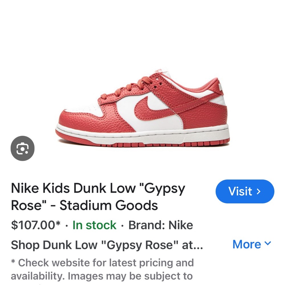Rose dunks size 12 perfect condition